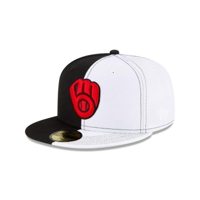 Milwaukee Brewers Gorra | New Era MLB Split Crown 59fifty Fitted Cap Mexico - Negros